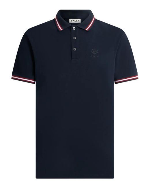 Bally Blue Striped-Detail Button-Fastening Polo Shirt for men