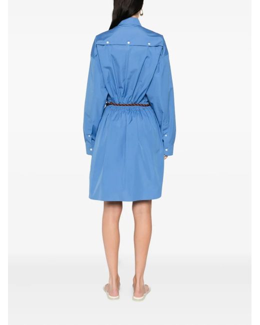 Robe-Chemise Courte À Taille Ceinturée Miu Miu en coloris Blue