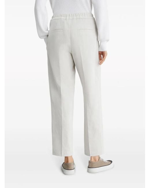 Brunello Cucinelli White Elegant High-Waisted Trousers For