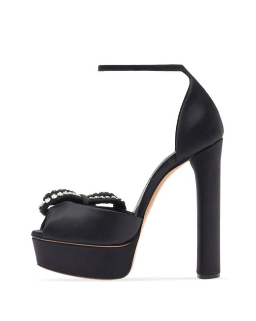 Casadei Black Julia Satin Platform 140
