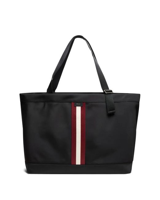 Bally Black Code Striped Tote Bag for men