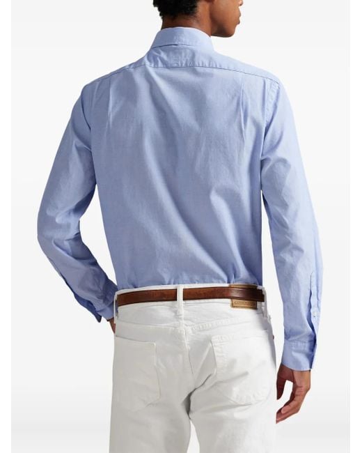 Polo Ralph Lauren Blue Long-Sleeve Point-Colar Shirt for men