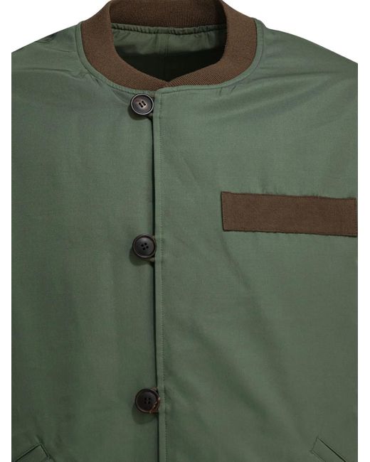 Visvim Green Contrast-Trim Button-Up Bomber Jacket for men