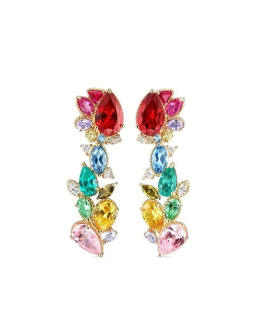 Anabela Chan White 18K Garden Of Eden Multi-Stone Earrings