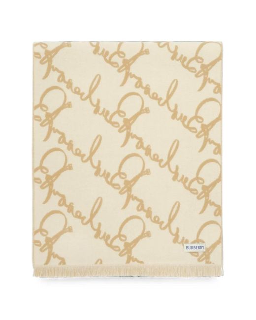 Burberry Natural Belt Logo Wool Scarf