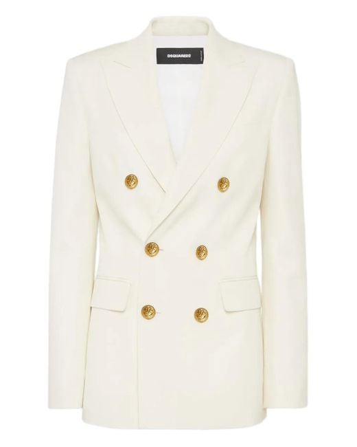 DSquared² Natural Double-Breasted Blazer