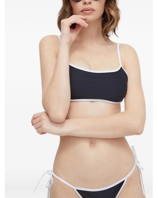 Samsøe & Samsøe Blue Contrast-Trim Bikini Top