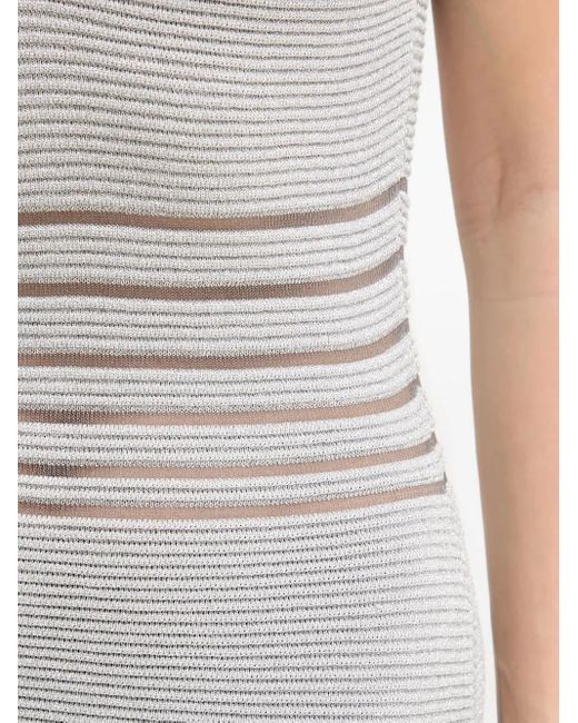 Vestido midi con cuello en V Hervé Léger de color White