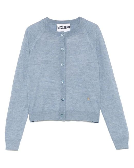Moschino Blue Crew-Neck Cardigan