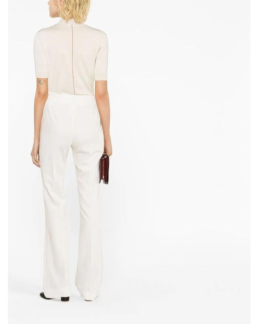 Ermanno Scervino White High-Waisted Tailored Trousers