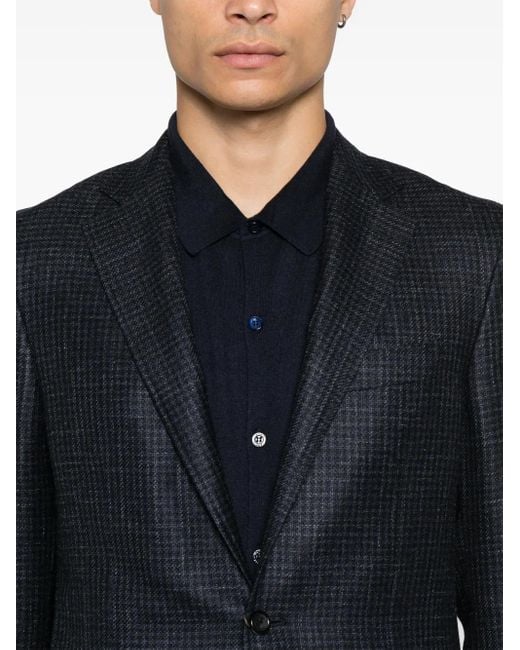 Canali Blue Houndstooth-Pattern Blazer for men