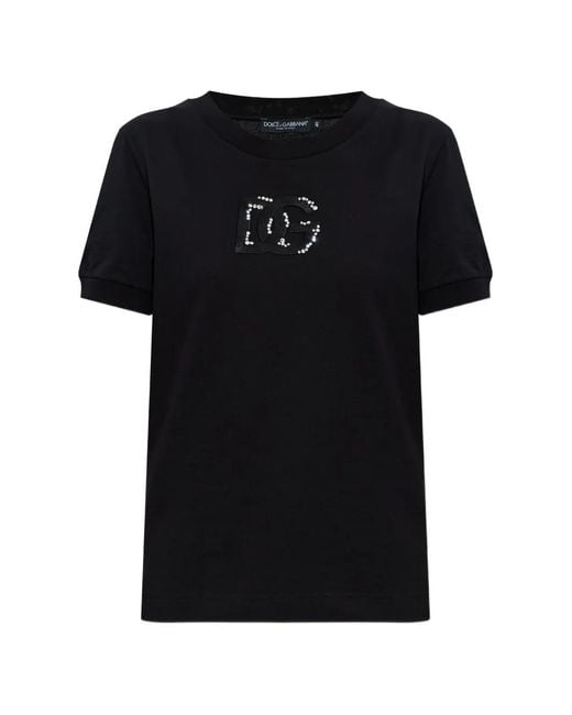 Dolce & Gabbana Black Short Sleeve Round T-Shirt