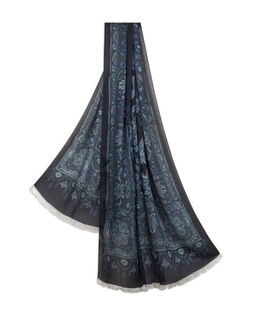 Etro Schal Aus Einer Baumwollmischung Mit Jacquardmuster, Herren in Blue für Herren