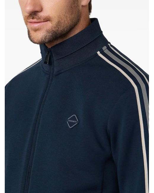 Hackett Blue Tape-Detail Zip-Up Sweatshirt for men