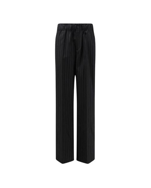 Semicouture Black Pinstripe-Pattern Trousers