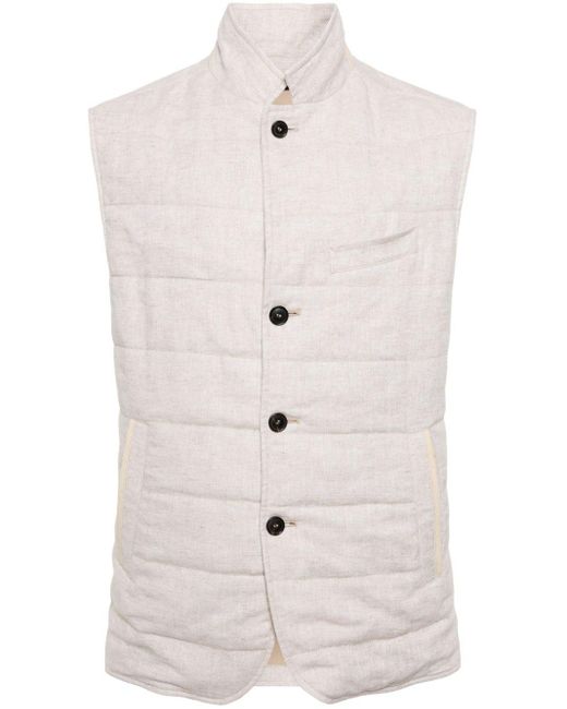 N.Peal Cashmere White Seville Quilted Gilet for men
