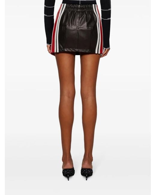 Vetements Black Logo-Embroidered Leather Mini Skirt