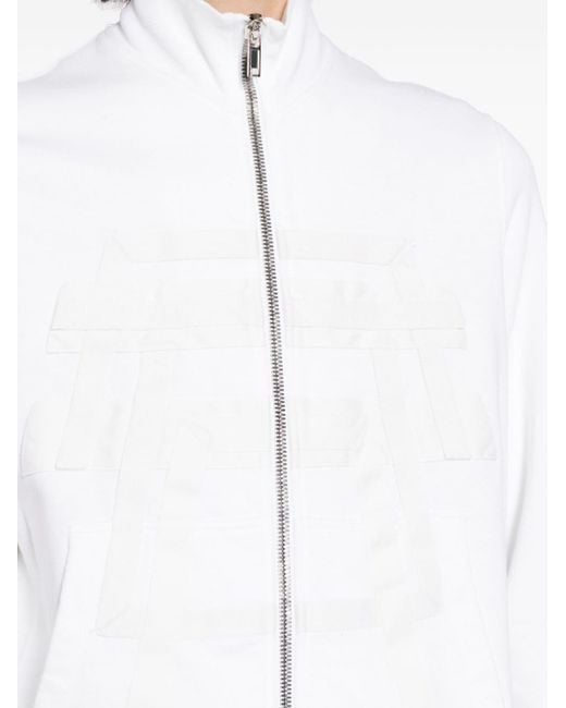 Rick Owens White Logo-embossed Zip-front Cotton Jacket for men