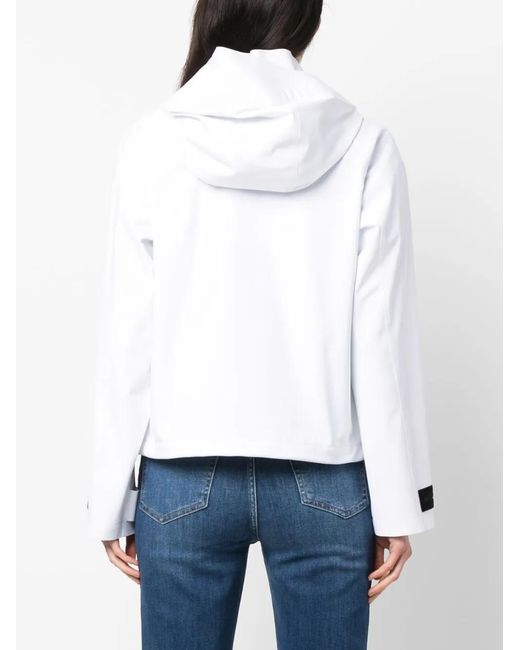 Woolrich White Logo-Patch Hooded Jacket