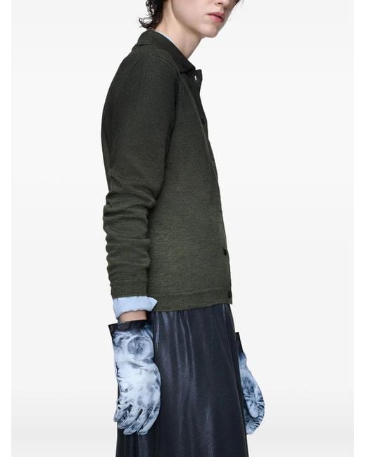 Maison Margiela Green Gradient-Effect Spread-Collar Cardigan