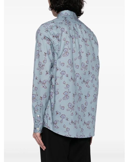 Paul Smith Blue Paisley-Print Cotton Shirt for men