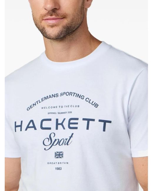Hackett White Logo-Print Cotton T-Shirt for men