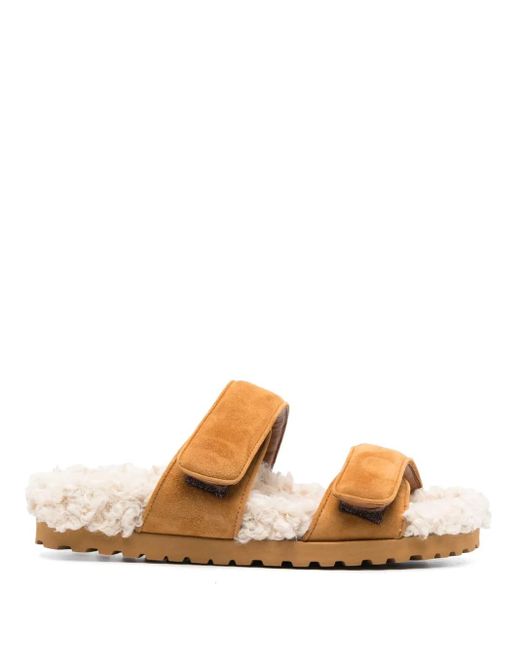 Gia Borghini Brown Alvine Ugh Faux-Shearling Slides