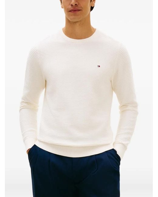 Tommy Hilfiger White Textured Sweater for men
