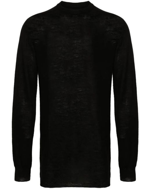 Rick Owens Black Fine-Knit Virgin Wool Sweater for men