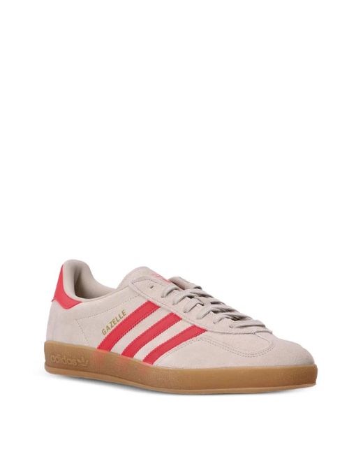 Adidas Pink Three-Stripe Leather Low-Top Sneakers
