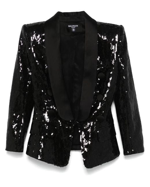 Balmain Black Sequinned Blazer