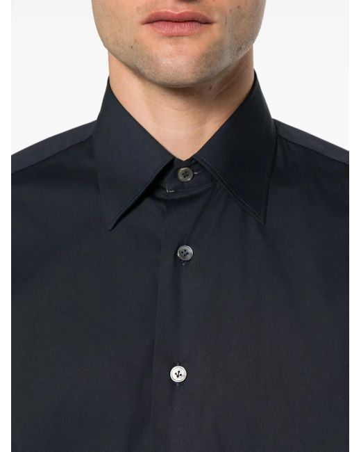 Eleventy Blue Pointed-Collar Shirt for men