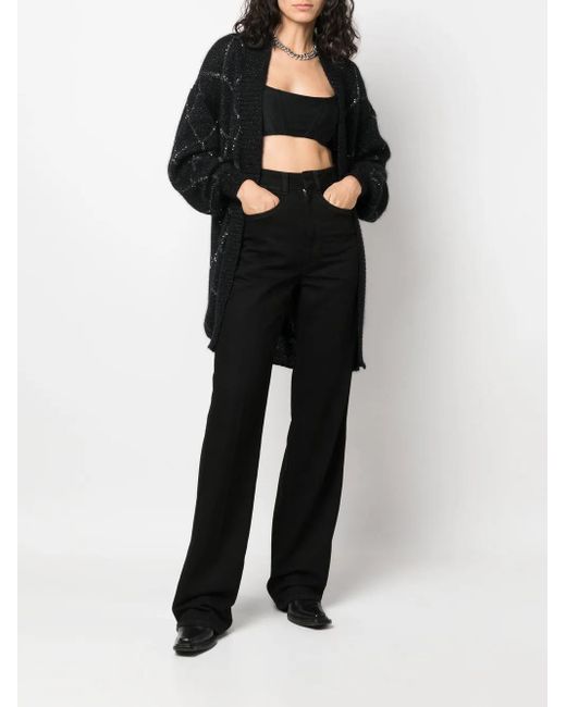 Saint Laurent Black Embroidered Mohair Blend Oversize Cardigan