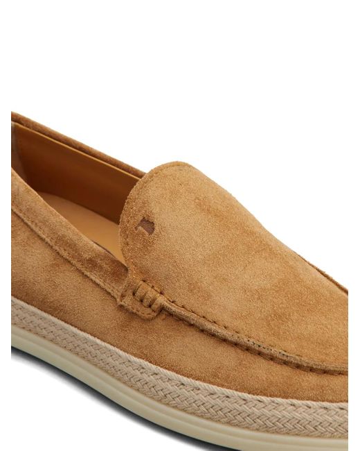Tod's Brown Logo-Debossed Suede Espadrilles