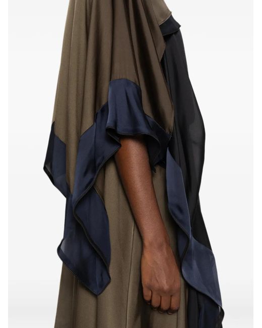Sacai Black Ruffled Layered-Design Asymmetric Dress