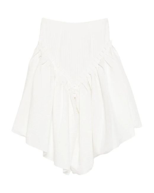 Róisín Pierce White Asymmetric-Hem Trousers