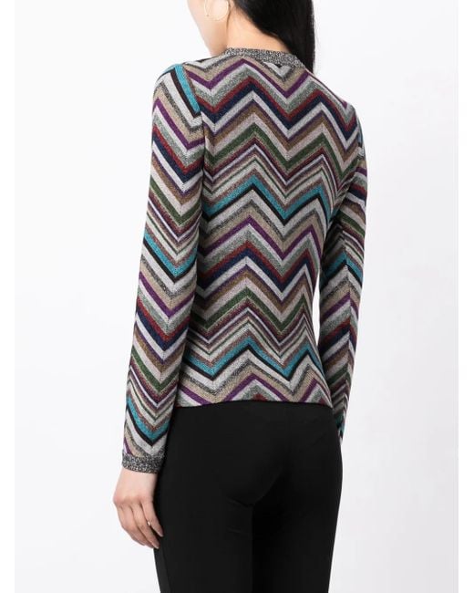 Missoni Gray Zigzag-Print Round-Neck Top