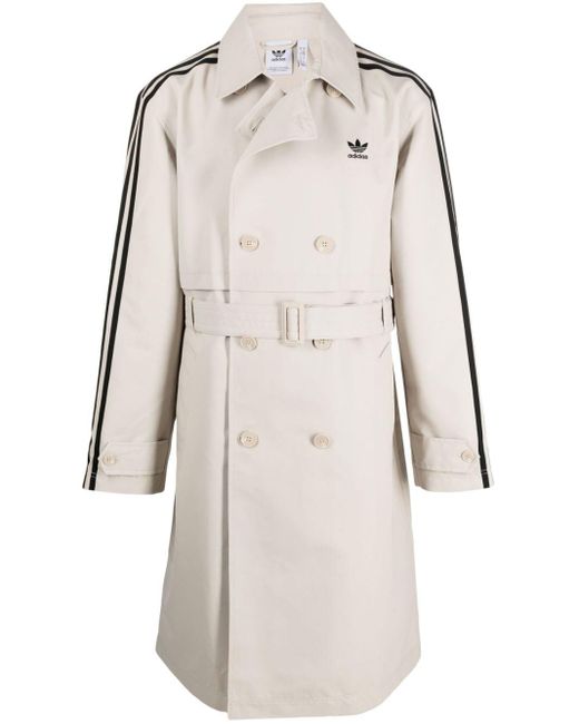adidas Striped Belted Trench Coat in Natural for Men | Lyst