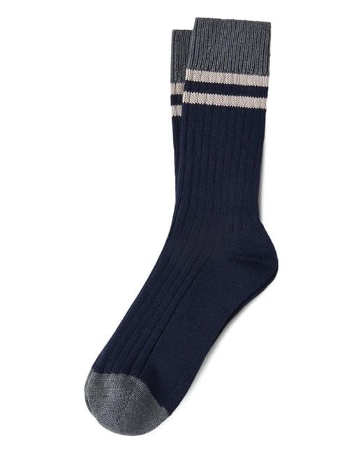 Brunello Cucinelli Blue Striped Socks for men