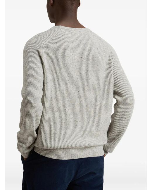 Woolrich Gray Ribbed Crew-Neck Sweater for men