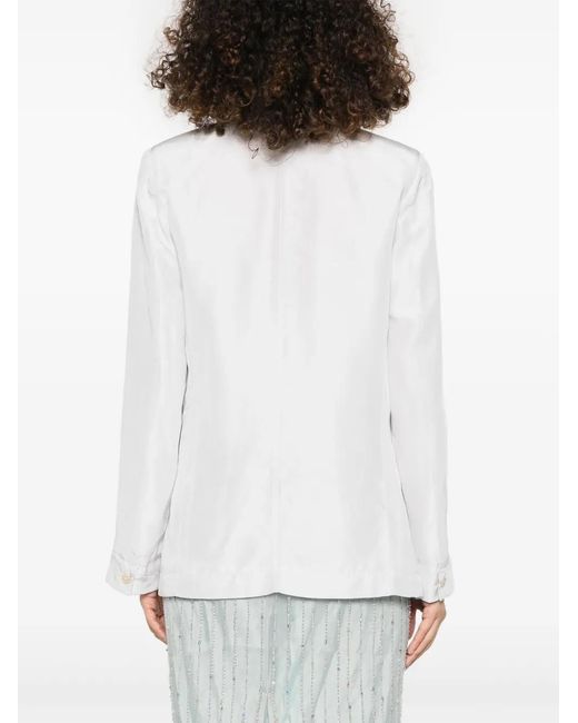 Forte_forte White Silk Single-Breasted Jacket