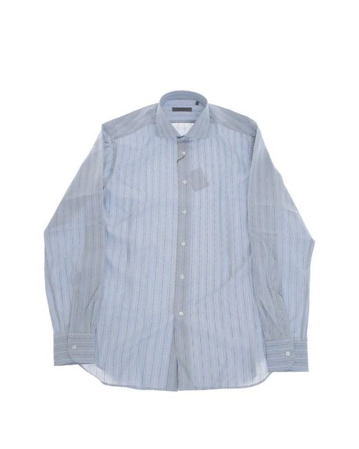 Corneliani Blue Striped French-Collar Shirt for men