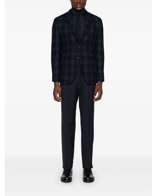Eleventy Blue Checkered Blazer for men