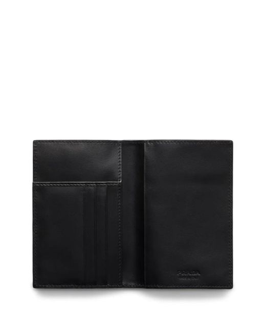 Prada Black Leather Passport Holder for men