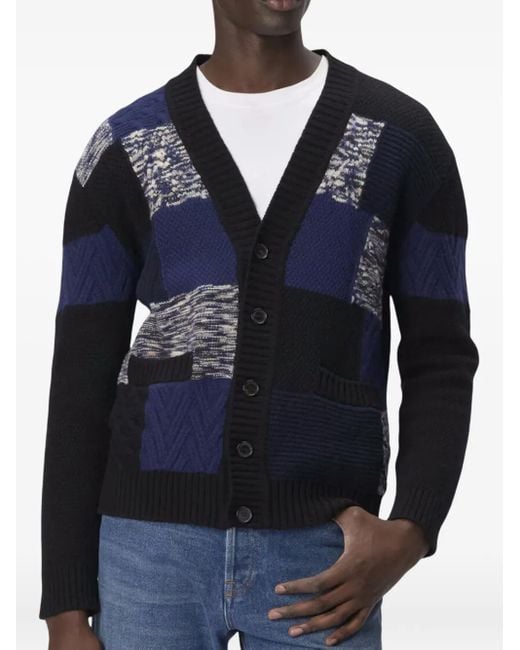 Missoni Blue Patchwork V-Neck Cardigan for men