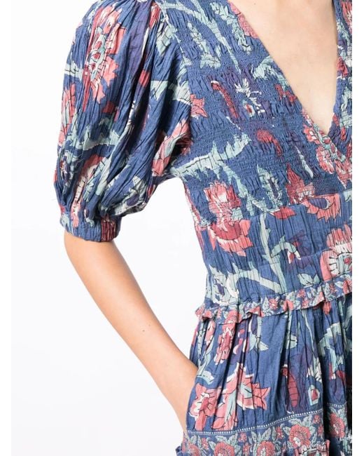 Sea Blue Rory Puff-Sleeve Minidress