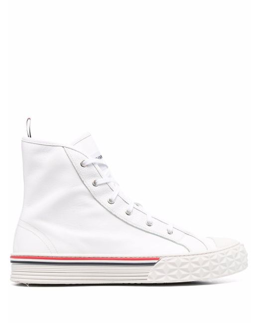 Thom Browne High-top Leather Sneakers in White for Men | Lyst UK