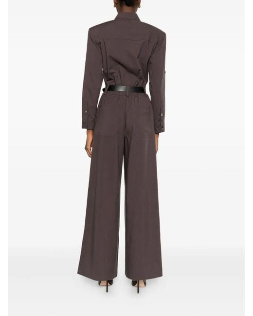 Self-Portrait Brown Belted Pocket Jumpsuit