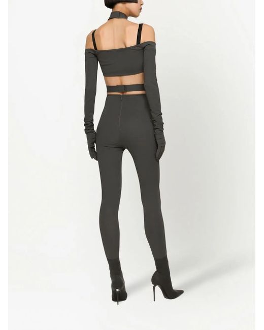 Dolce & Gabbana Black Top In Viscosa Con Manicotti