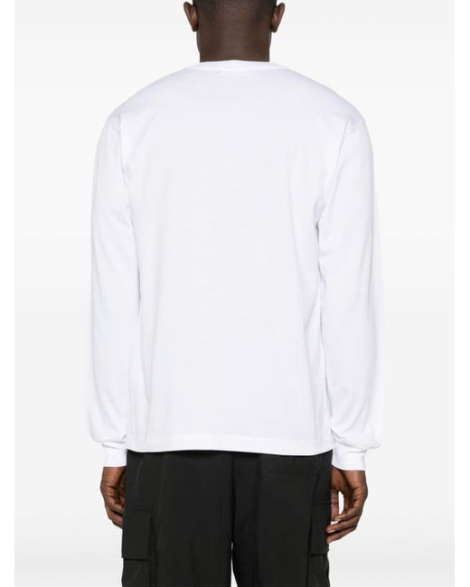 Stone Island White Logo-patch Cotton T-shirt for men